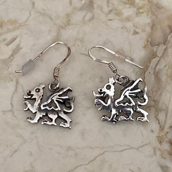 925 Sterling Silver Dragon Drop Earrings - Picture 2 of 6